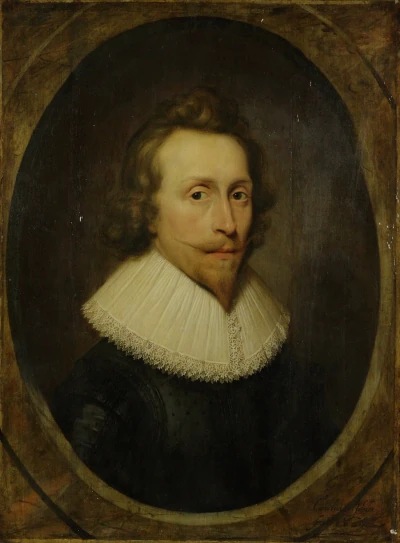 A portrait by Cornelius Johnson, before restoration.