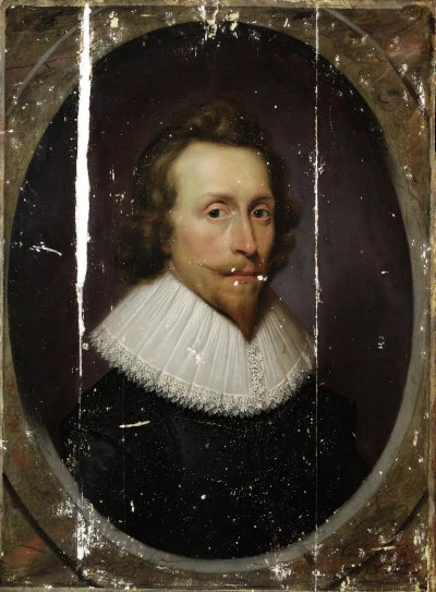 A portrait by Cornelius Johnson, during restoration.